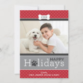 Modern Red Puppy Dog Thema Prettige feestdagen Feestdagenkaart (Voorkant)