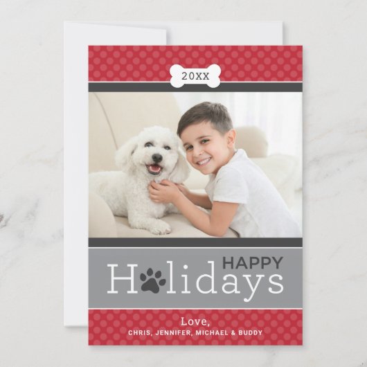 Modern Red Puppy Dog Thema Prettige feestdagen Feestdagenkaart (Voorkant)