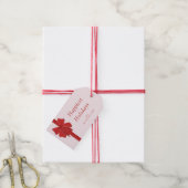 Modern Red Ribbon Bow Wrapped Christmas Cadeaulabel (Met Touw)