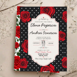 Modern Red Rose Elegant Black and Red Romantic Acryl Uitnodigingen