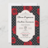 Modern Red Rose Elegant Black and Red Romantic Kaart (Voorkant)