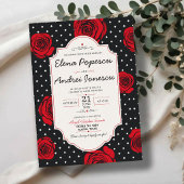 Modern Red Rose Elegant Black and Red Romantic Kaart