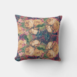 Modern Red Rose Floral Botanical Boho Kussen