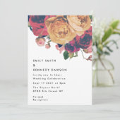 Modern Red Rose Floral Botanical Boho Wedding Kaart (Staand voorkant)