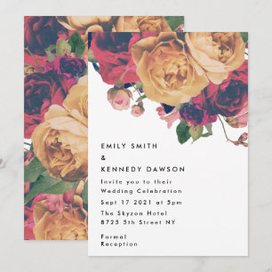 Modern Red Rose Floral Botanical Boho Wedding Kaart