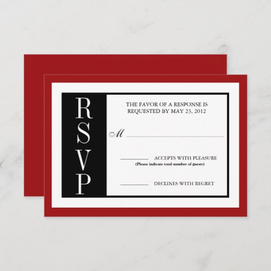 Modern Red Rose RSVP (Voorkant / Achterkant)