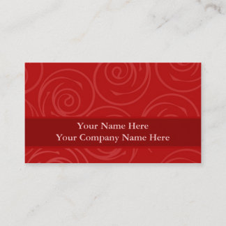 Modern Red Rose Swirls Damask Sjabloon Visitekaartje