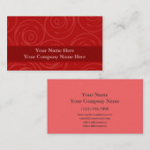 Modern Red Rose Swirls Damask Sjabloon Visitekaartje (Voorkant / Achterkant)
