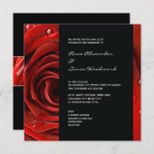 Modern Red Rose Wedding Invitation Kaart (Voorkant / Achterkant)