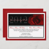 Modern Red Rose Wedding Invite Kaart (Voorkant / Achterkant)