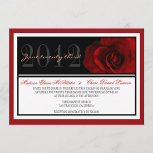 Modern Red Rose Wedding Invite Kaart