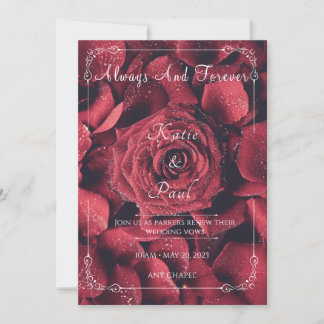 Modern Red Roses Elegant Summer Wedding Uitnodigin Kaart