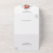 Modern Red Roses Floral Wedding All In One Uitnodiging (Buitenkant)