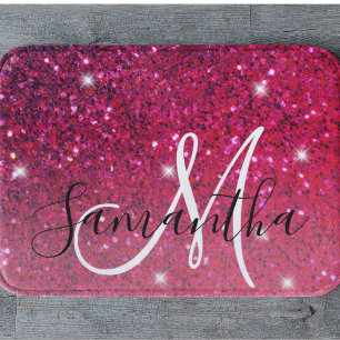 Modern Red & Roze Glitter Sparkles Badmat