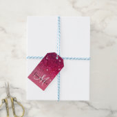 Modern Red & Roze Glitter Sparkles Cadeaulabel (Met Touw)