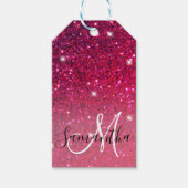 Modern Red & Roze Glitter Sparkles Cadeaulabel (Voorkant)