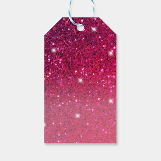Modern Red & Roze Glitter Sparkles Cadeaulabel (Achterkant)