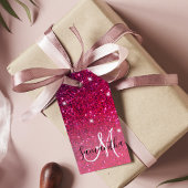 Modern Red & Roze Glitter Sparkles Cadeaulabel