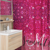Modern Red & Roze Glitter Sparkles Douchegordijn