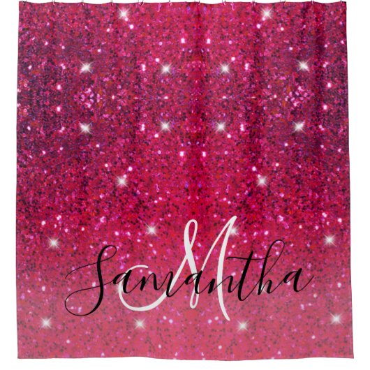 Modern Red & Roze Glitter Sparkles Douchegordijn (Voorkant)