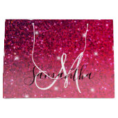 Modern Red & Roze Glitter Sparkles Groot Cadeauzakje (Voorkant)
