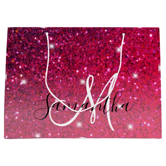 Modern Red & Roze Glitter Sparkles Groot Cadeauzakje (Voorkant)