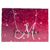 Modern Red & Roze Glitter Sparkles Groot Cadeauzakje (Achterkant)