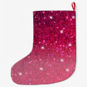 Modern Red & Roze Glitter Sparkles Grote Kerstsok (Achterkant)