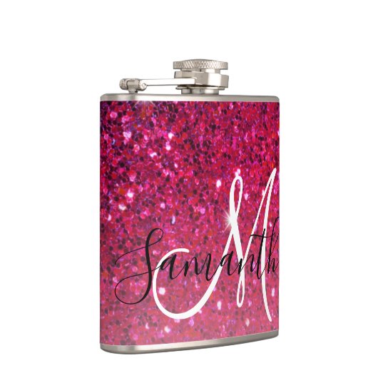 Modern Red & Roze Glitter Sparkles Heupfles (Rechts)