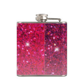 Modern Red & Roze Glitter Sparkles Heupfles (Achterkant)