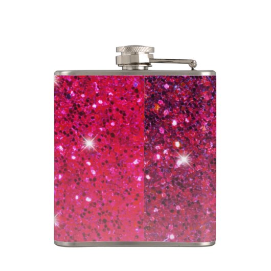 Modern Red & Roze Glitter Sparkles Heupfles (Achterkant)