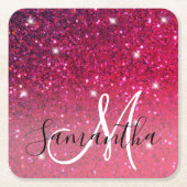 Modern Red & Roze Glitter Sparkles Kartonnen Onderzetters (Voorkant)