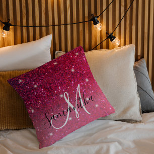 Modern Red & Roze Glitter Sparkles Kussen