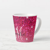 Modern Red & Roze Glitter Sparkles Latte Mok (Rechterhoek)