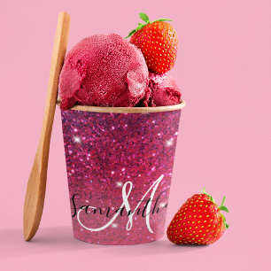 Modern Red & Roze Glitter Sparkles Papieren Bekers