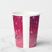 Modern Red & Roze Glitter Sparkles Papieren Bekers (Rechts)