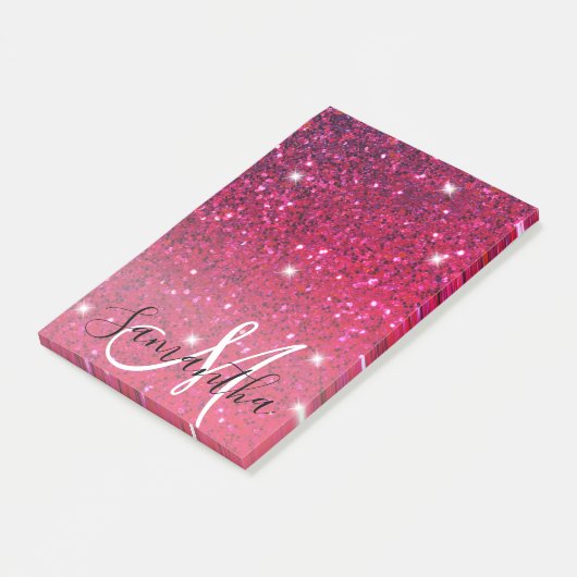 Modern Red & Roze Glitter Sparkles Post-it® Notes (Schuin)