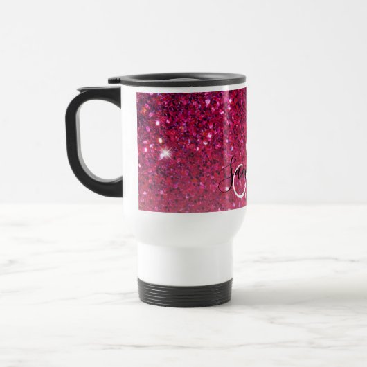 Modern Red & Roze Glitter Sparkles Reisbeker (Links)