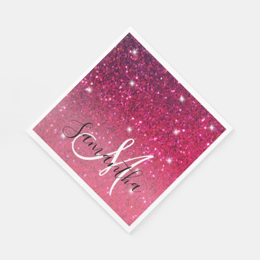 Modern Red & Roze Glitter Sparkles Servet (Hoek)