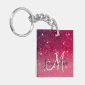 Modern Red & Roze Glitter Sparkles Sleutelhanger (Voorkant Links)