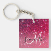 Modern Red & Roze Glitter Sparkles Sleutelhanger (Voorkant)