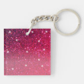 Modern Red & Roze Glitter Sparkles Sleutelhanger (Achterkant)