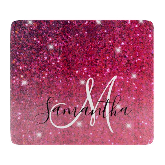 Modern Red & Roze Glitter Sparkles Snijplank (Voorkant)