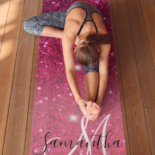 Modern Red & Roze Glitter Sparkles Yogamat