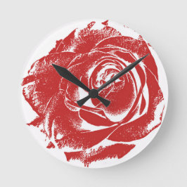 Modern Red Rozen Stamp Ronde Klok