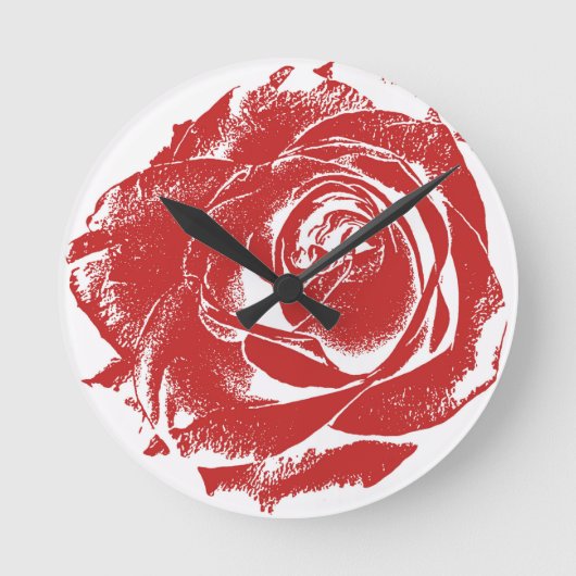 Modern Red Rozen Stamp Ronde Klok (Voorkant)