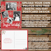Modern Red Rustic Snowflake 4 FotoKerstmis Briefkaart