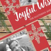 Modern Red Rustic Snowflake 4 FotoKerstmis Briefkaart