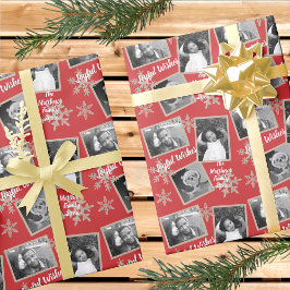 Modern Red Rustic Snowflake Patroon 3 Foto Cadeaupapier