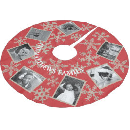 Modern Red Rustic Snowflake Voeg uw 7 foto toe Kerstboom Rok